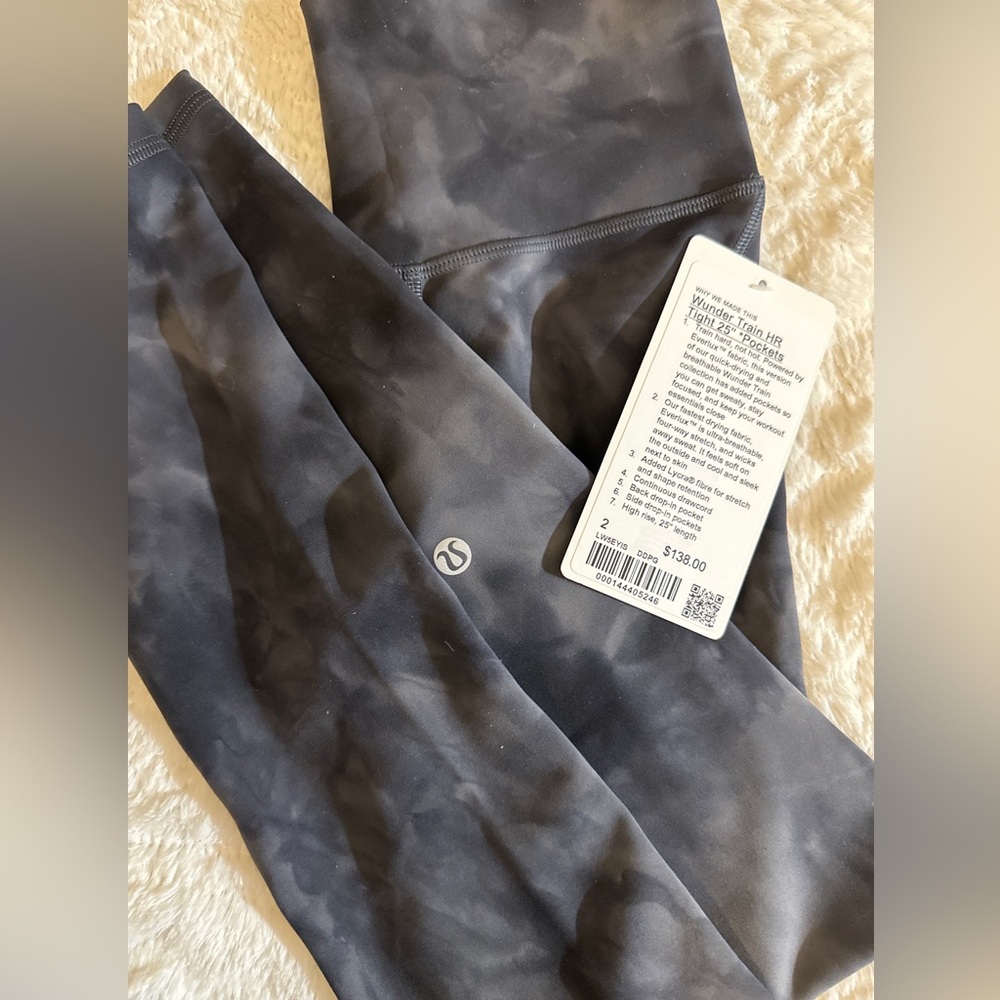 Lululemon Wunder Train HR Tight 25" Size 2 DDPD Diamond Dye Pitch Grey $138
